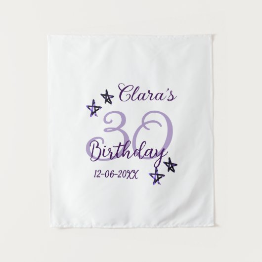 Tenture Étoiles scintillantes violettes 30e anniversaire m (Devant)