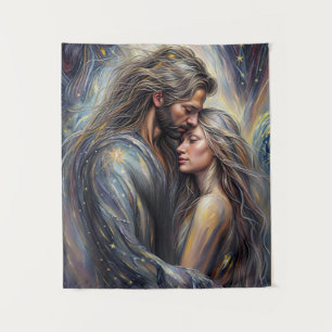 Tenture Étreinte Céleste Nuit Étoilée Romantique