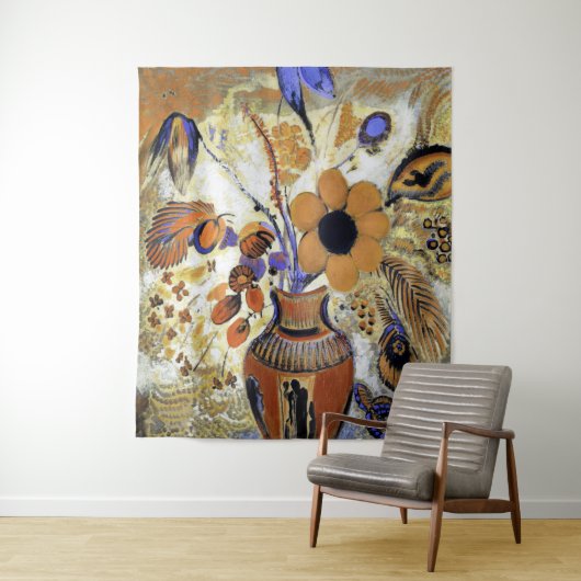 Tenture Etruscan vase with Flowers, Redon (En situation)