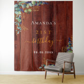 Tenture Eucalyptus de fête d'anniversaire feuillage rustiq (En situation)