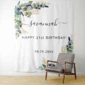 Tenture Eucalyptus de fête doré monogramme (En situation)