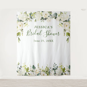 Tenture Eucalyptus élégant Roses blanches Baby Shower