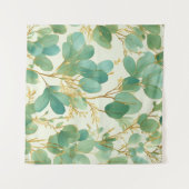 Tenture Eucalyptus Feuille Green et Gold Design (Devant (Horizontal))