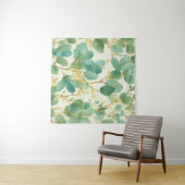 Tenture Eucalyptus Feuille Green et Gold Design (En situation (horizontale))