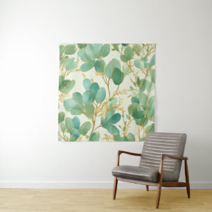 Tenture Eucalyptus Feuille Green et Gold Design