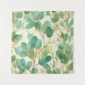 Tenture Eucalyptus Feuille Green et Gold Design (Devant)