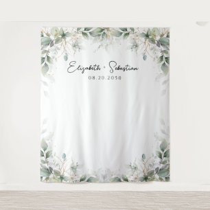 Tenture Eucalyptus Gold Floral Verdure Mariage Backdrops