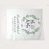 Tenture Eucalyptus Greenery M. Mme Mariage Photo Booth (Devant (Horizontal))