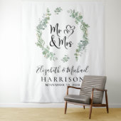 Tenture Eucalyptus Greenery M. Mme Mariage Photo Booth (En situation)