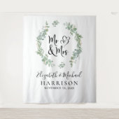 Tenture Eucalyptus Greenery M. Mme Mariage Photo Booth (Devant)