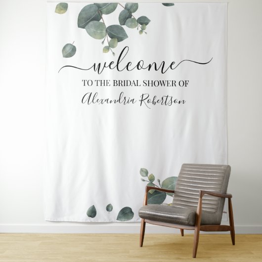 Tenture Eucalyptus Mariage de verdure Bienvenue (En situation)