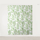 Tenture Eucalyptus motif aquarelle sur blanc (Devant)