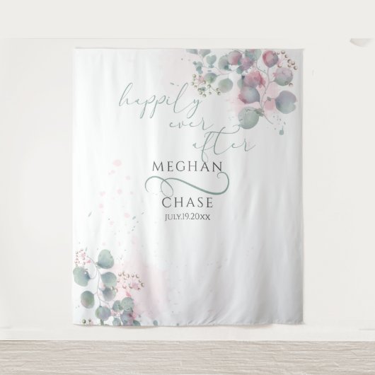 Tenture Eucalyptus rose et vert élégant (Devant)