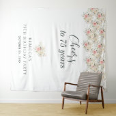 Tenture Eucalyptus rose floral 75e anniversaire fond (En situation (horizontale))