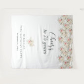 Tenture Eucalyptus rose floral 75e anniversaire fond (Devant (Horizontal))