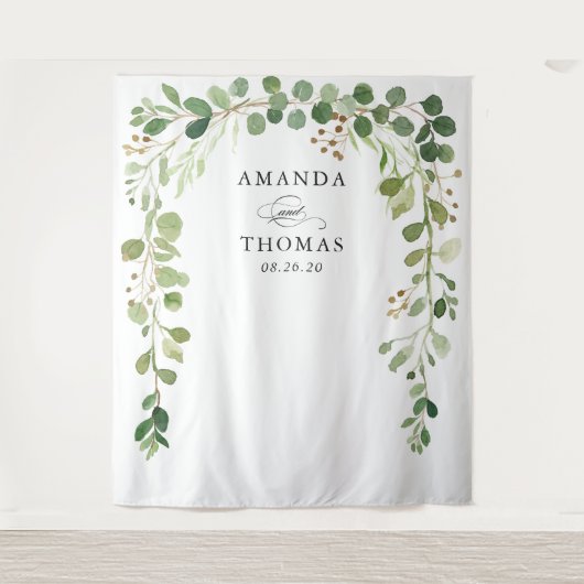 Tenture Eucalyptus Verdure Feuille Arc Mariage fond (Devant)