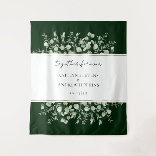 Tenture Eucalyptus Vert Foncé Mariage Ensemble Pour Toujou (Devant)