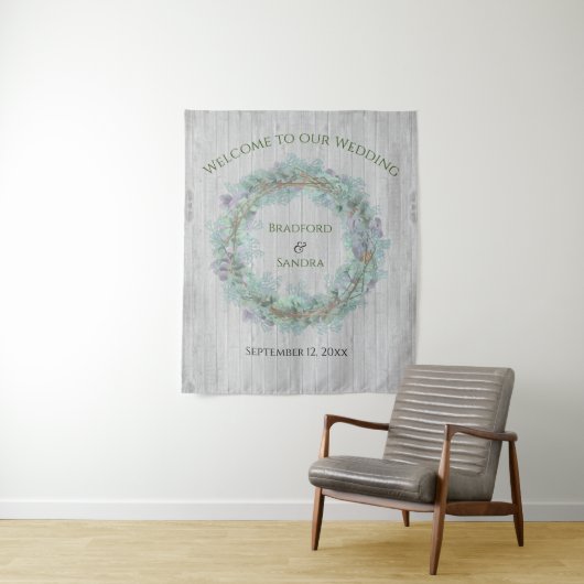 Tenture Eucalyptus Wreath Verdure Mariage Faveurs Matchbo (En situation)