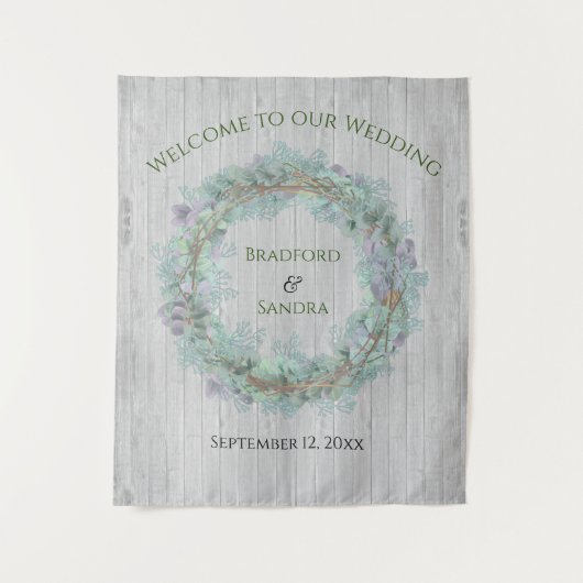 Tenture Eucalyptus Wreath Verdure Mariage Faveurs Matchbo (Devant)