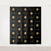 Tenture Événement à logos répétés noir et or deux logos (Devant)