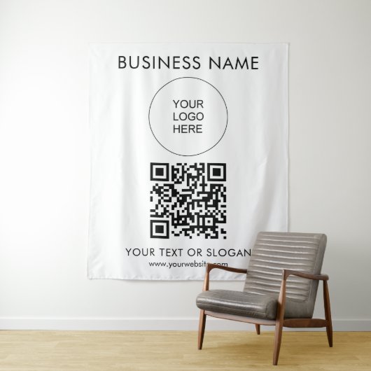 Tenture Événement personnalisé Logo Texte Code QR (En situation)