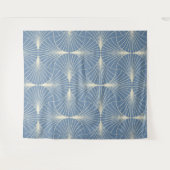 Tenture Éventails géométriques Art Déco en gris-bleu (Devant (Horizontal))