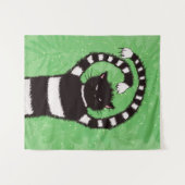Tenture Evil Chat Nature Lover Printemps vert (Devant (Horizontal))
