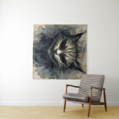 Tenture Evil Chat souriant Aquarelle Artwork (En situation (horizontale))