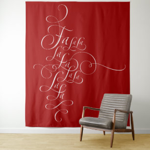 Tenture Fa la la - Deck the Halls - Calligraphie de Noël