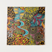 Tenture Fabric africain : Patchwork d'animaux sauvages. (Devant (Horizontal))