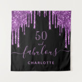 Tenture Fabuleux anniversaire noir violet parties scintill (Devant)