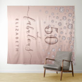 Tenture Fabuleux anniversaire rose or diamants glam (En situation (horizontale))