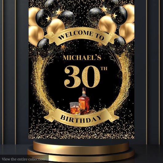 Tenture Fabulous 30th Man Birthday Whiskey Birthday Banner