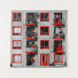 Tenture Façade Rouge Zuidoost Balcon Bâtiment Photographie