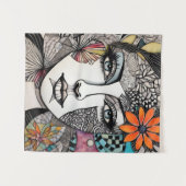 Tenture Face Abstraite des femmes médiatiques mixtes (Devant (Horizontal))