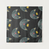 Tenture Face de chat aquarelle, noir sans soudure. (Devant (Horizontal))