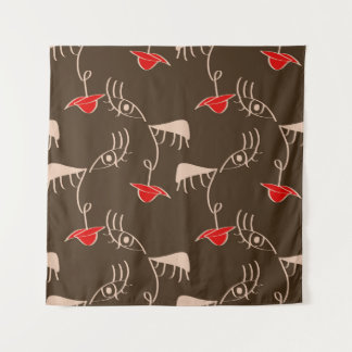 Tenture Face de femme à une ligne : motif abstrait.