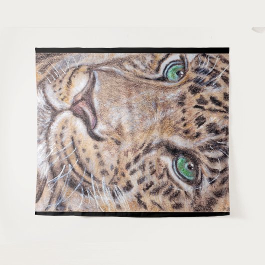 Tenture Face de léopard aux yeux verts (Devant (Horizontal))