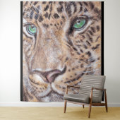 Tenture Face de léopard aux yeux verts (En situation)
