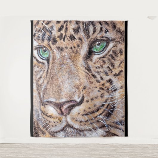 Tenture Face de léopard aux yeux verts (Devant)