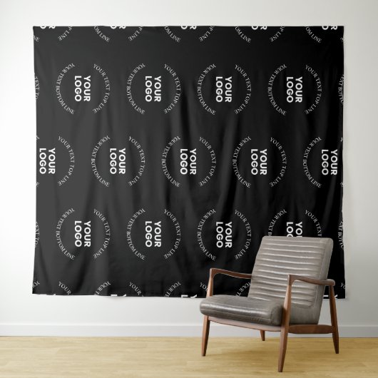 Tenture Facile à remplacer Logo et Motif de texte modifiab (En situation (horizontale))