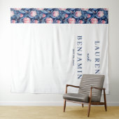 Tenture Faire invitation de mariage florale Navy (En situation (horizontale))