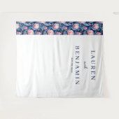 Tenture Faire invitation de mariage florale Navy (Devant (Horizontal))