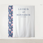 Tenture Faire invitation de mariage florale Navy (Devant)