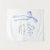 Tenture Faire-part de Baby Shower avec un Nœud Bleu, Invit (Devant (Horizontal))