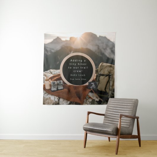 Tenture Faire-part de grossesse à thème randonnée (En situation)
