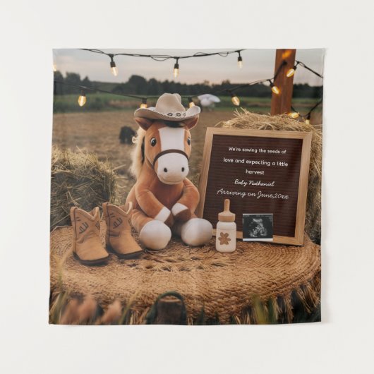 Tenture Faire-part de grossesse agricole adorable (Devant)
