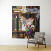 Tenture Fairy Cats Livres Bibliothèque Imaginaire (En situation)