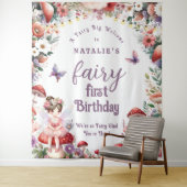 Tenture Fairy First Birthday Party Floral Welcome Backdrop (En situation)
