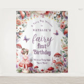 Tenture Fairy First Birthday Party Floral Welcome Backdrop (Devant)